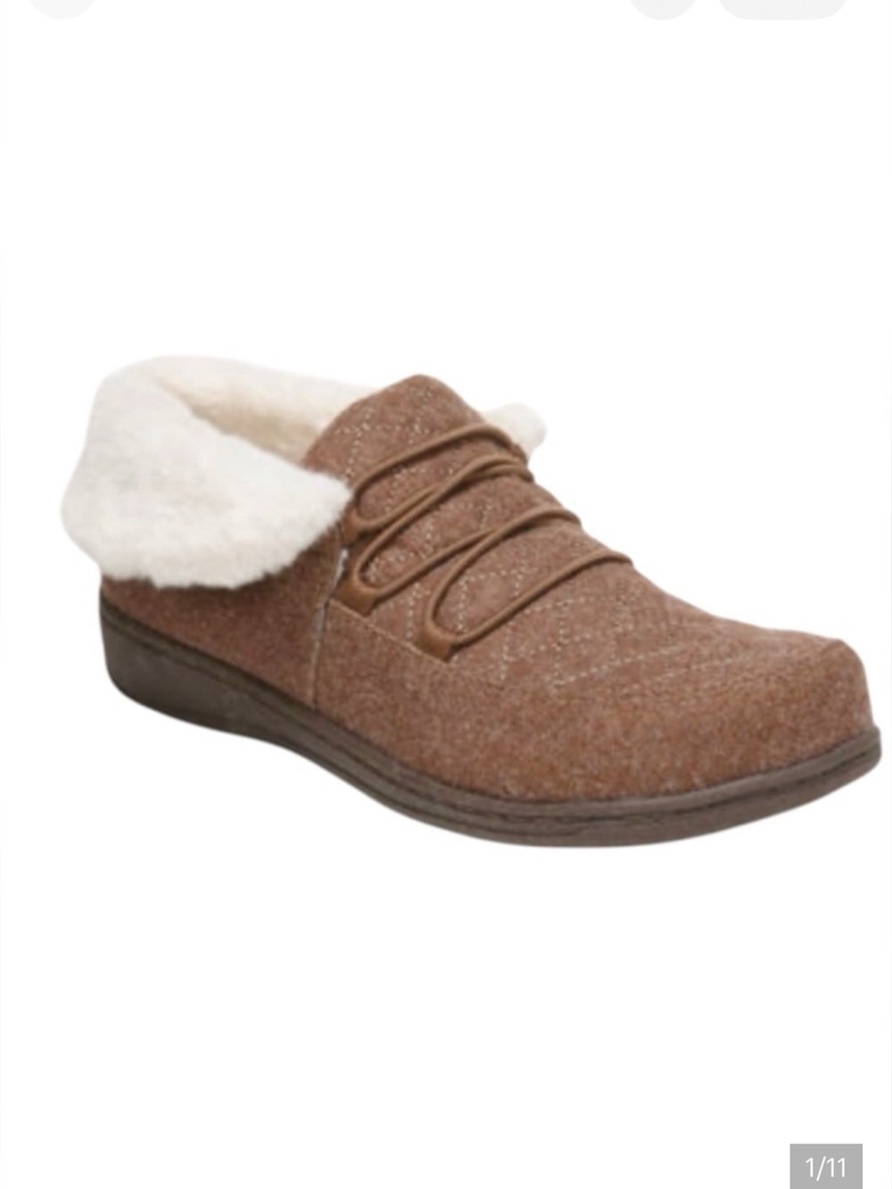 Vionic Women's Indulge Believe Quilted Flannel Slipper Sz 7 in Toffee Brown